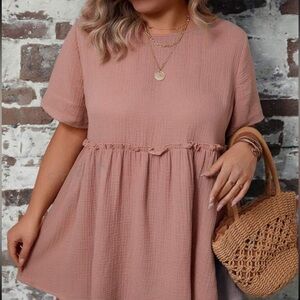 EUC SHEIN LUNE Plus Solid Frill Trim Peplum Blouse Size 3X (18)